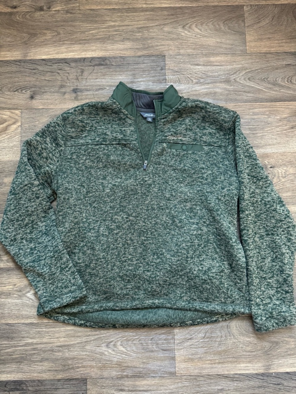Eddie Bauer Green Mock Neck Knit 1/4 Zip Pullover Sweater Men’s XXL